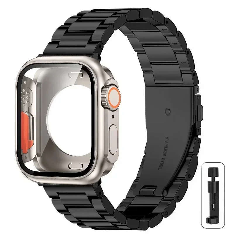 Premium Stainless Steel Watch Strap with Ultra Protective Case