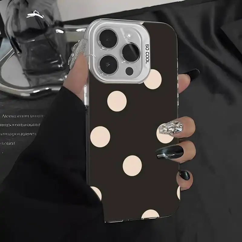 Simple Black White Polka Dot Phone Case For iPhone 16 15 14 13 12 11 Pro Max 17 Plus Colorful Cover - Image 10