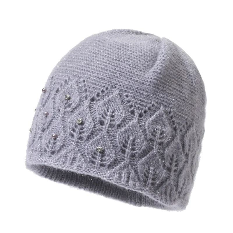 Elegante Winter Hut Weibliche Plus Veet Gestrickte Visiere Hüte Für Frau Mama Oma Kappe Herbst Mode Skullies Beanies_voghion.com