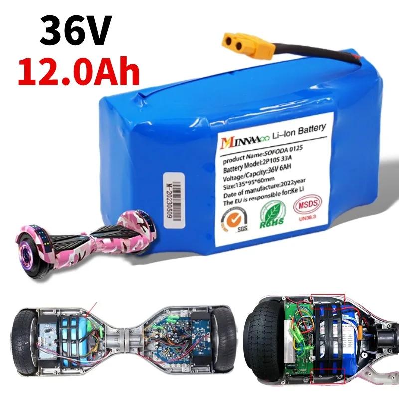 

100% Original 36V 12.0Ah Lithium Battery Replacement for Electric Self Balancing Scooter HoverBoard Unicycle
