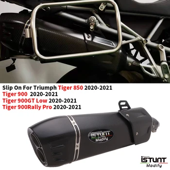 For Triumph Tiger 850 900 GT Low Rally Pro 2020 2021 Motorcycle Exhaust Escape Modify Link Pipe Carbon Fiber Muffler Double Hole