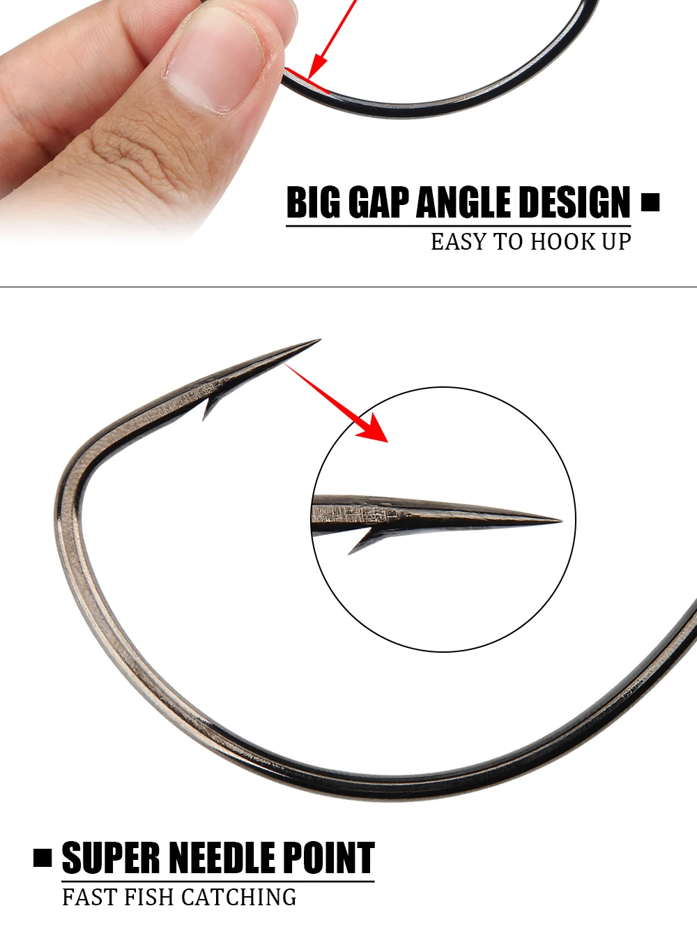 Spinpoler 5/0 7/0 10/0 Swimbait-Haken Raptor Ungewogen Wide Gap 3x-Starker geschmiedeter Schaft für weichen Köder Angelköder Salzwasser Meer – Detail 6
