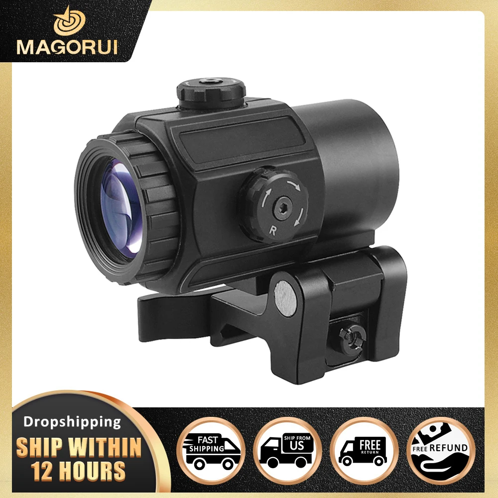 Magorui Red Dot Laser G43 3x Magnifier Scope Sight with Switch to Side STS QD Mount Fit for 20mm rail Rifle Gun Tactical Hunting | Спорт и