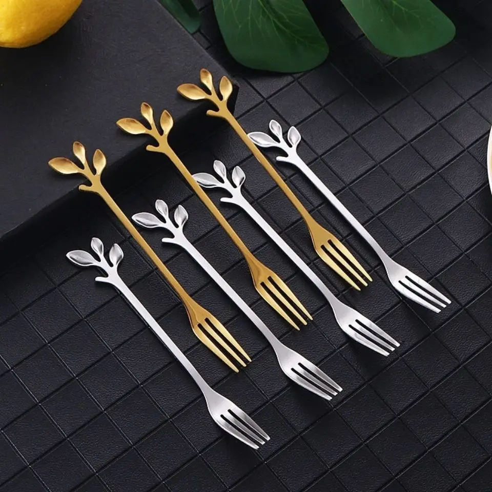 

304 Stainless Steel Fruit Fork, Forks for Lunch, Kitchen Accessories, Tableware, Food Picks, X013, 5Pcs