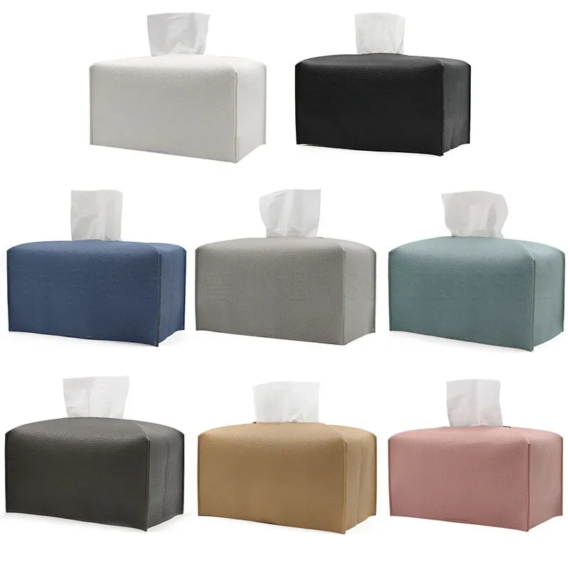 Nordic Style Living Room Tissue Box Leather Square Tissue Box Dustproof Car Tissue Bag Extractable Tissue Box Home Supplies 3