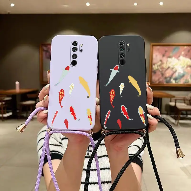 

Colorful Goldfish Crossbody Lanyard Silicone Phone Case For Xiaomi Redmi Note 8 8 Pro 9 9T 9S 9 Pro 7 11 11S 10 10 Pro 10S Cover