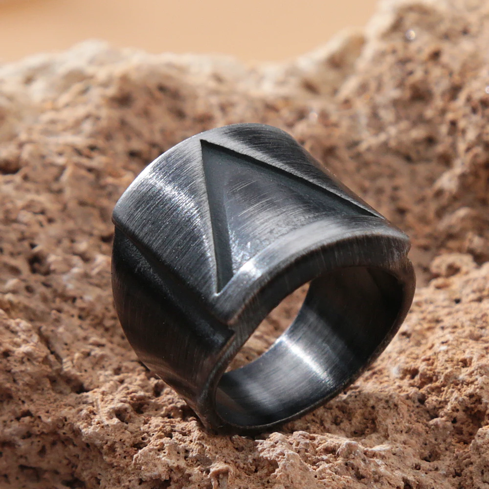 Stainless Steel Ring Fashion Vintage Triangle for Men Women 316L Simple Valknut Biker Amulet Jewelry Gifts
