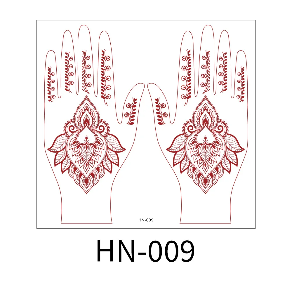 Tatuajes marrones de Henna a prueba de agua para mujer, tatuajes temporales de mano, tatuaje falso, arte corporal, flor, pegatina de tatuaje,