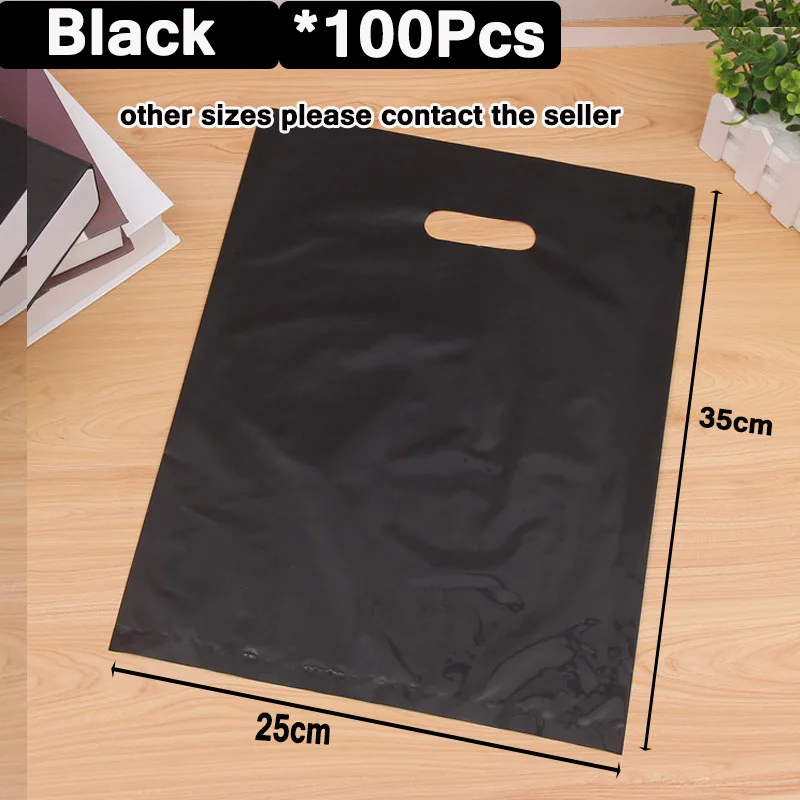Plastic Shopping Bags Customize Logo Boutique Bags With Handles 100Pcs Reusable Plastic Bag For Merchandise Gifts Trade Shows