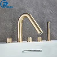 Brushed Golden Bathroom Faucet Black Bathtub Shower Faucet Set Pull Out Shower Sprayer Black Chrome Bath Shower Mixer Tap 1
