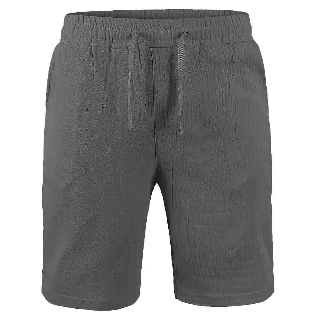 Cotton Linen Shorts Men Five-point Sports Short Breathable Simple Pants Summer Thin Casual Shorts Solid Color Elastic Pant 6