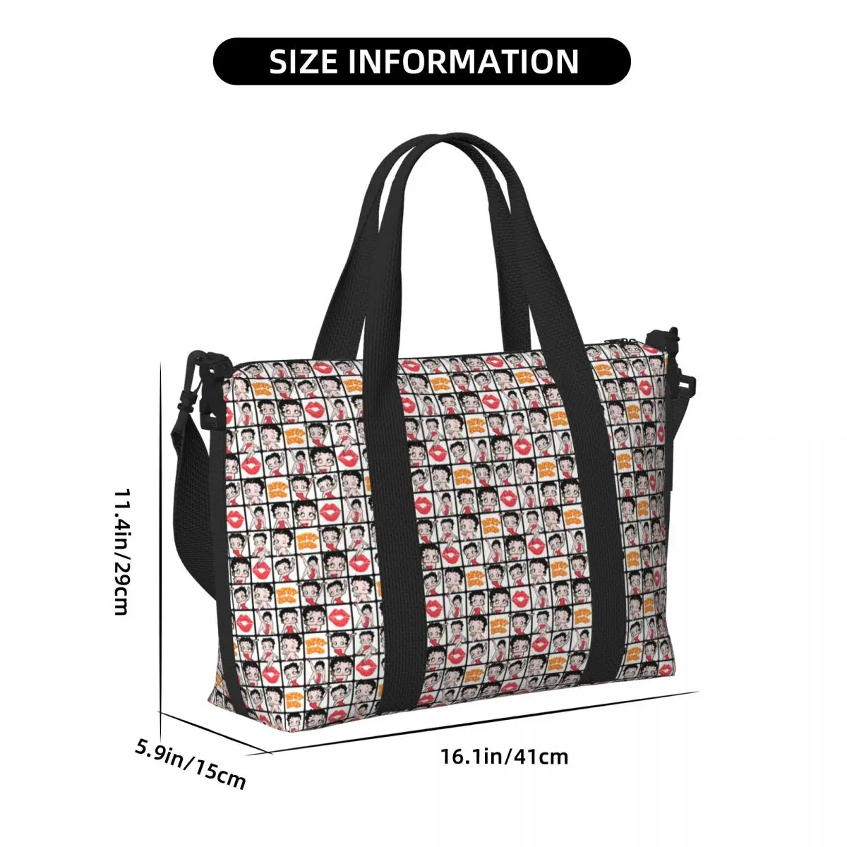 Sexy Doll Boops Bettys Collage Beach Tote Bag for Women Big Compartment Beach Gym Travel Bags