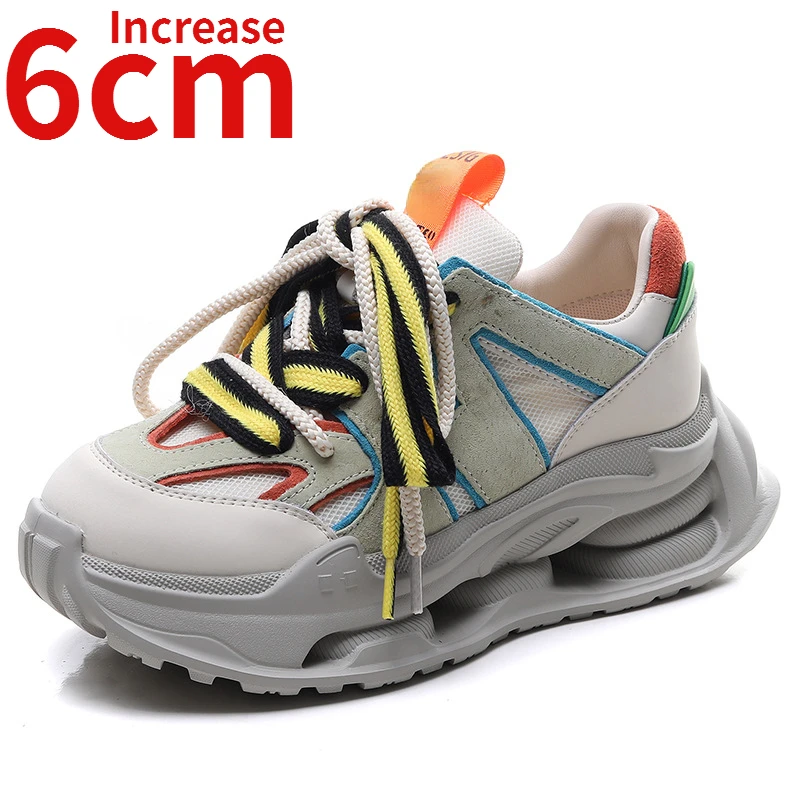 

Summer Thick Sole Dad's Shoes Women's Increased 6cm Pantshoes Bottom Shoes Mesh Breathable Comfortable Sports Casual Shoes Women