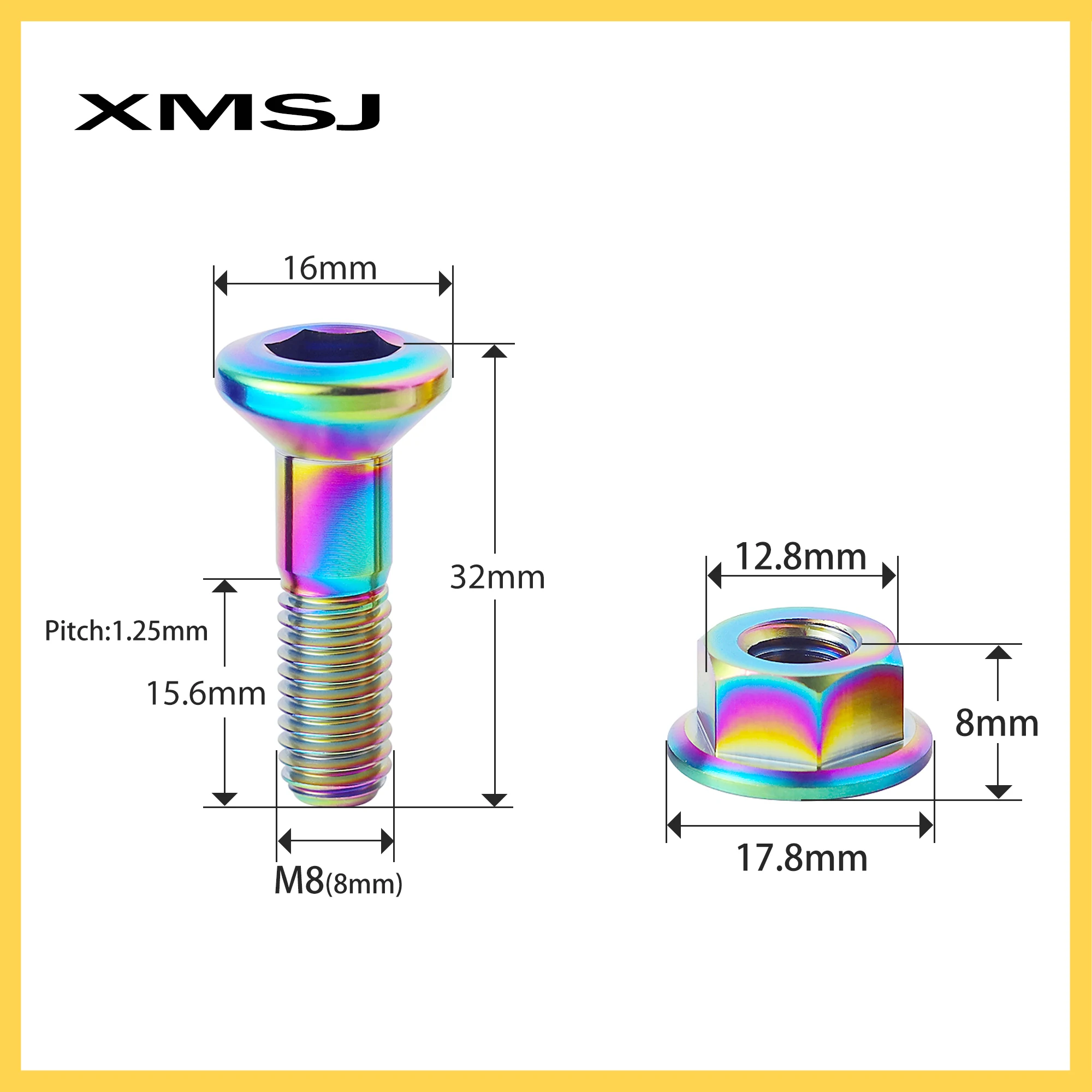 XMSJ Motorcycle Universal M8 Sprocket Bolts Rear Chain Disc Bolts Chainwheel Chain Disk Plate Titanium Screws Nuts