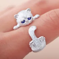 Cute Cat and Mouse Shape Open Ring for Women Antique Silver Color Modern Fashion Girls Finger Accessories Hip Hop Party Jewelry - Image 2