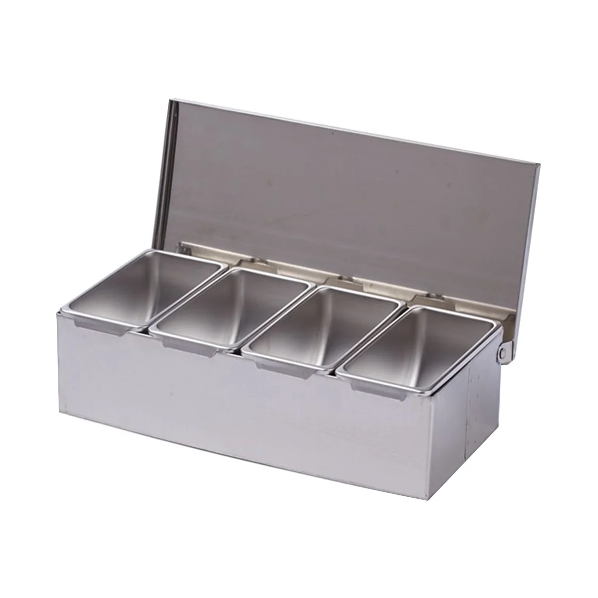 

4 Section Seasoning Box Stainless Steel Ingredients Box Cheese Sauce Salt Sugar Box Spice Jar Baking Tool