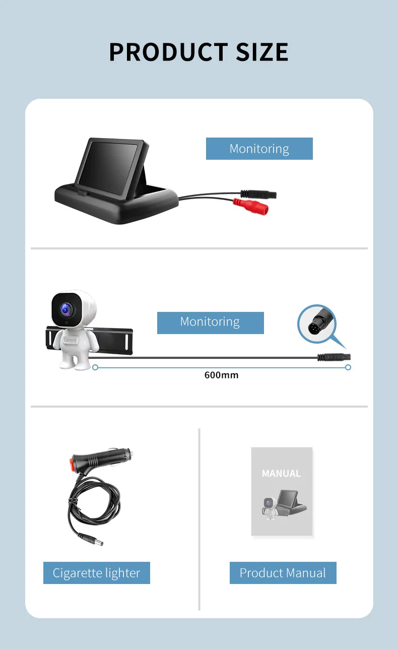 1080HD Night Vision Baby Car Mirror 4.3 Inch Screen Monitor Mount Desktop Rear F