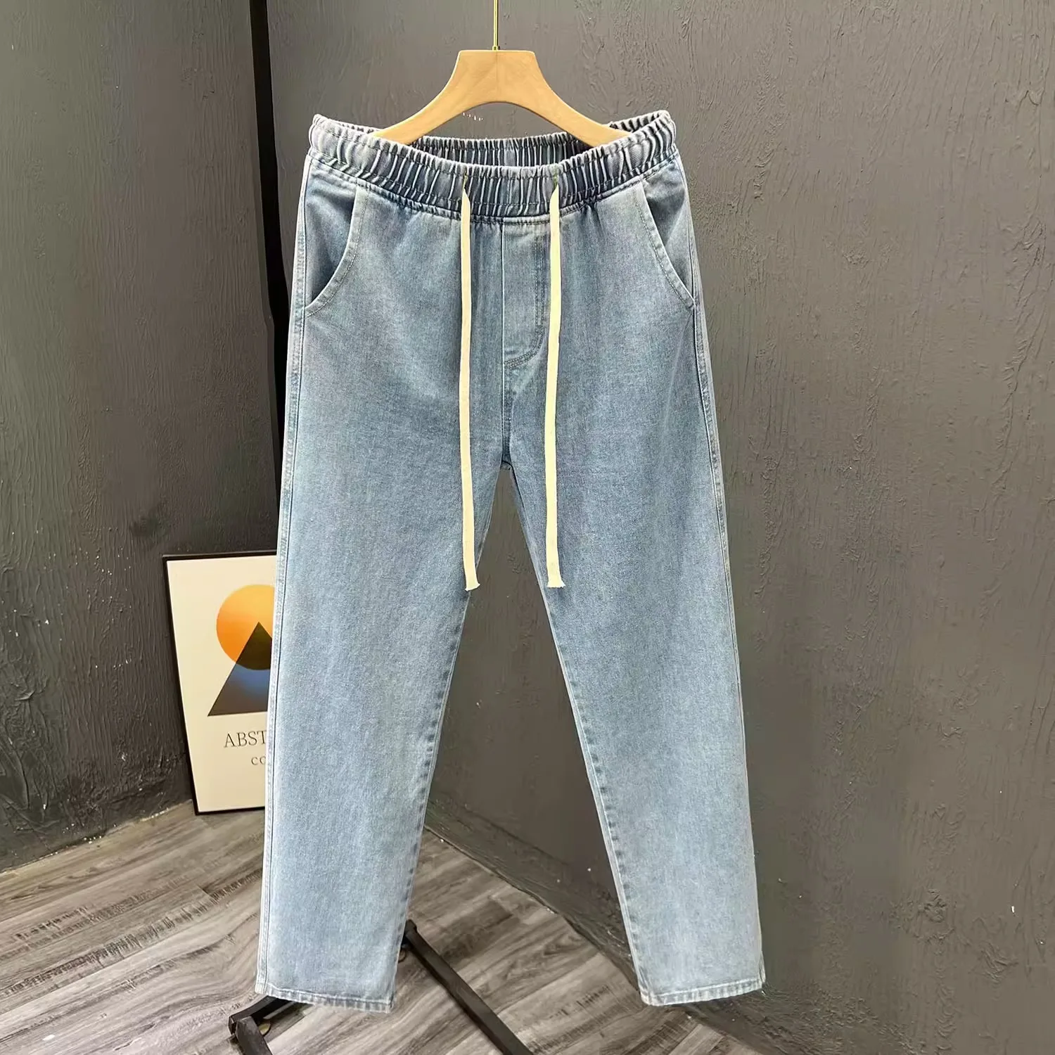 Men's Casual Loose Straight Leg Jeans Thin Wear Resistant Spring Autumn Vintage Workwear Durable Cotton Denim Trousers - 5
