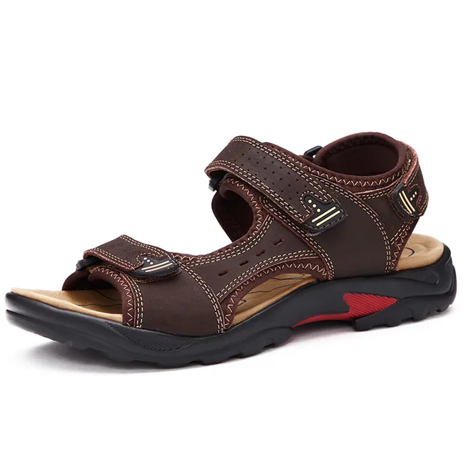 

Casual Men Genuine Leather Soft Sandals Comfortable Beach Shoes High-Quality Men Roman Summer Men Sandals Size 38~48
