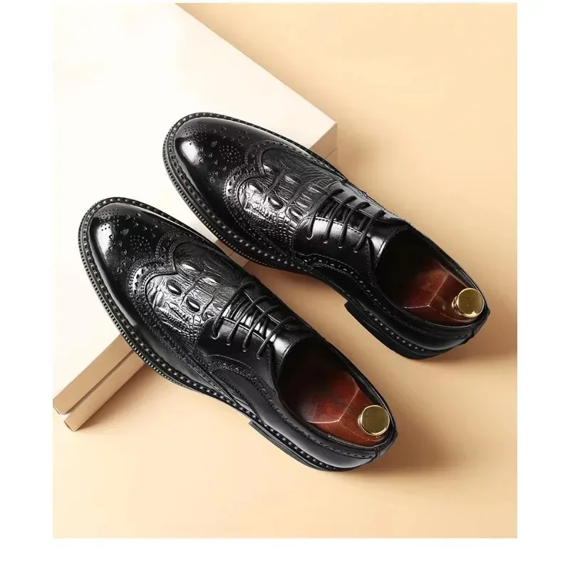 

Men's Shoes 2024 Spring Autumn New Gentleman Fashion Casual Large Size Business Dress British Men Retro Pointed Leather Shoes