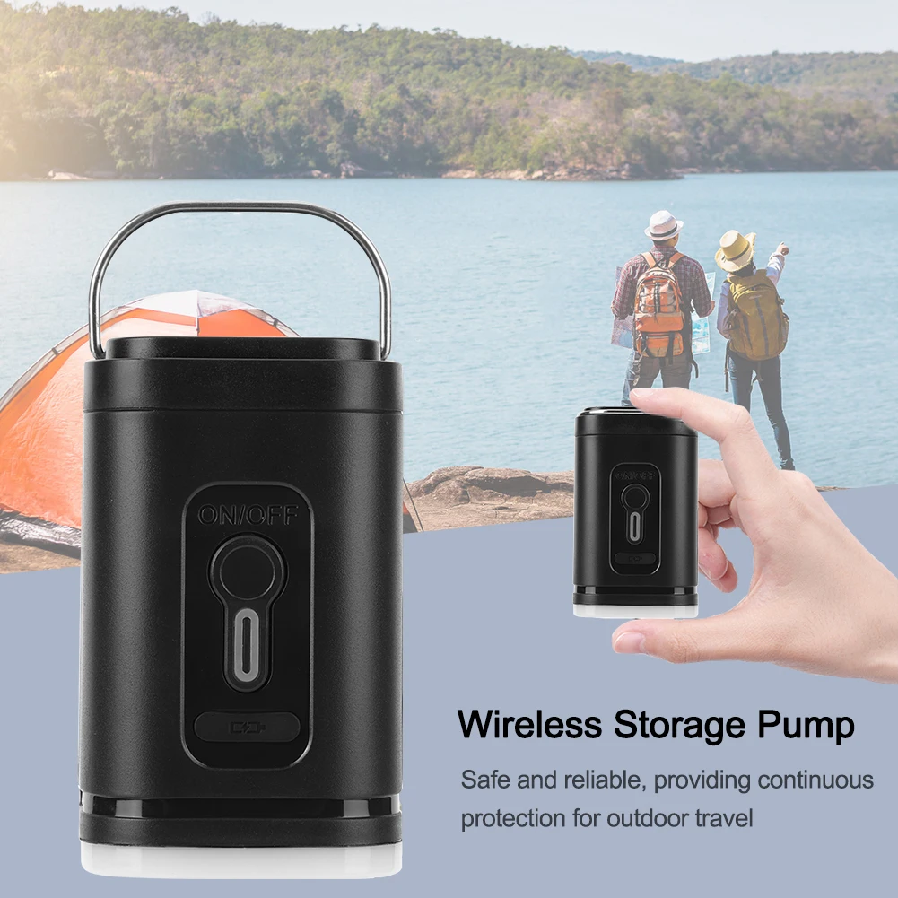 Inflator Deflator Pump Camping Light 1200mAh Mini Inflate Deflate Pump 3 Lighting Modes for Air Beds Boat Swimming Ring