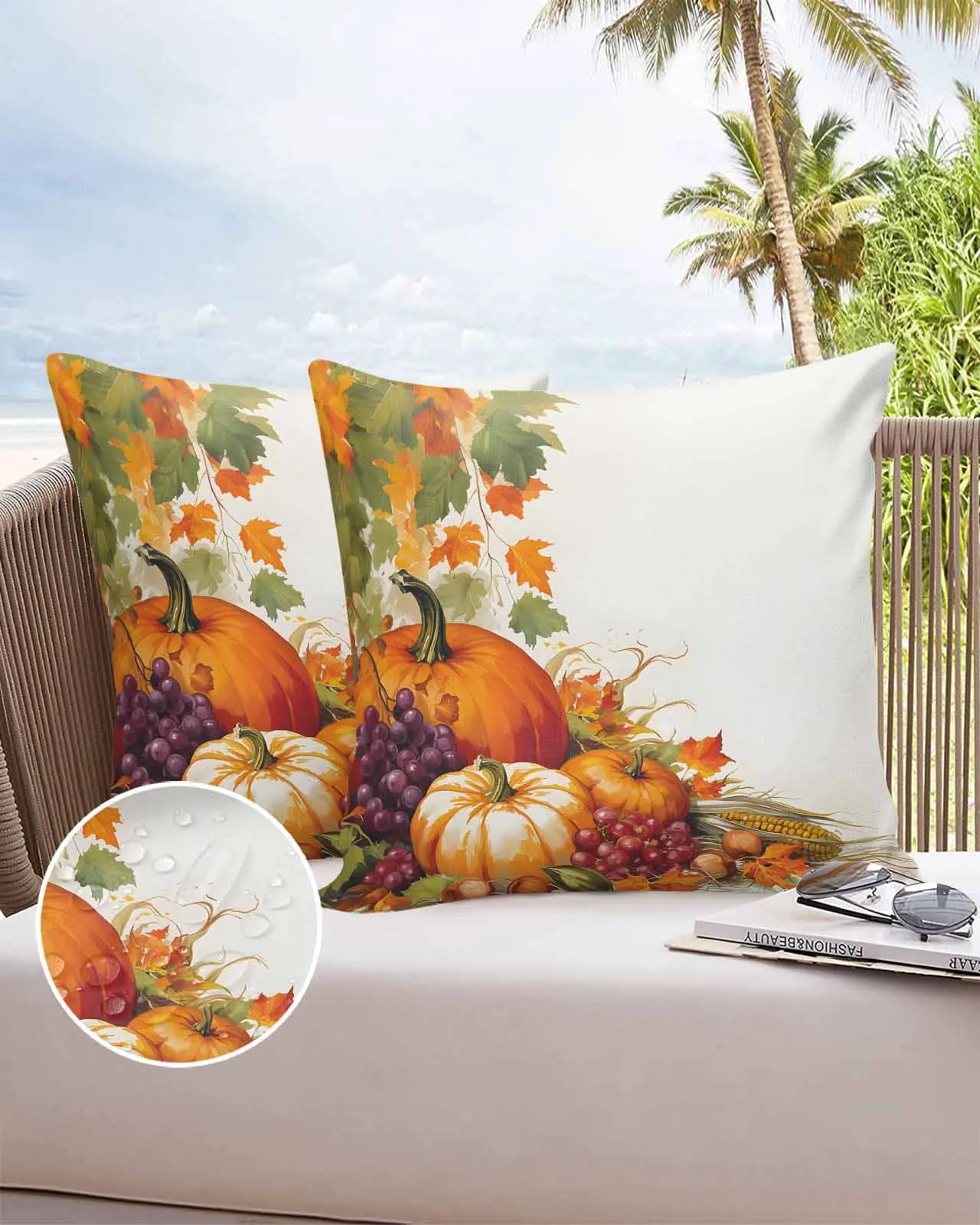 

Осенняя водостойкая наволочка в виде тыквы, винограда, кленовых листьев, набор автомобильных наволочек, декоративные наволочки для дома, дивана, офиса