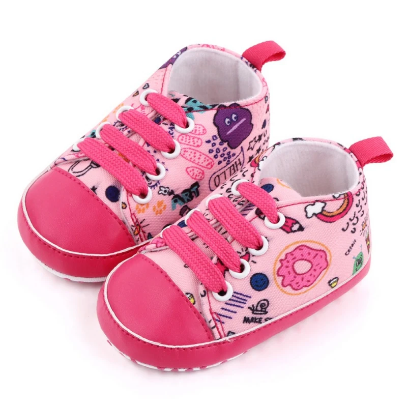 Baby Canvas Sneakers for Boy and Girl 0-18M Full Printed Non-Slip Comfortable First Walkers Classic Infant Casual Shoes