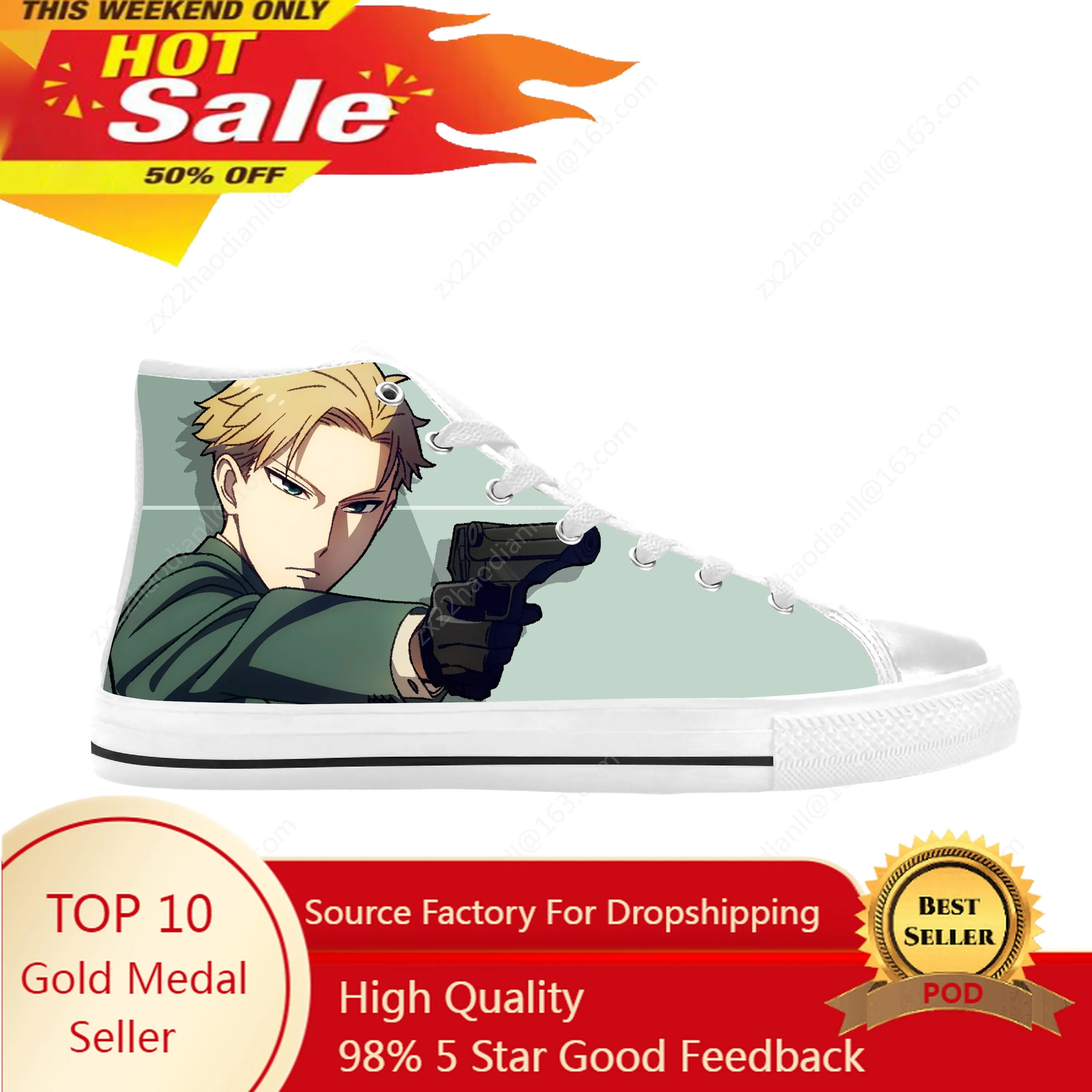 

Hot Japanese Anime Manga Spy X Family Loid Forger Casual Cloth Shoes High Top Comfortable Breathable 3D Print Men Women Sneakers