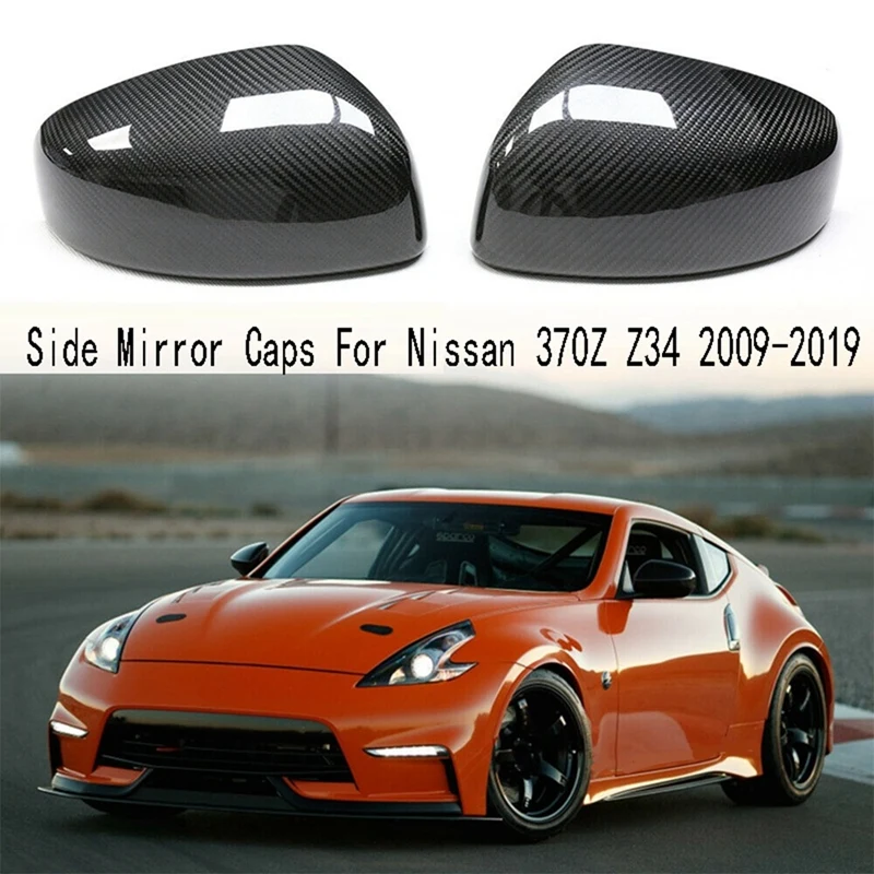 IDENUONA Carbon Fiber Mirror Cover Caps – For Nissan 370Z Z34 2009-2020 – Left & Right Pair
