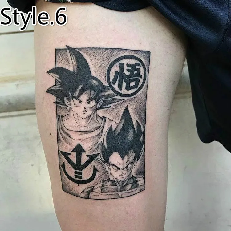 2022 Black and White Anime Character Temporary Waterproof Tattoo Stickers for Men Leg Arm Straw Hat Fake Tattoo Art Cool Tattoo - AliExpress