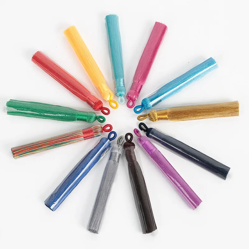 Description Picture 6 of item5/10/20pcs 8cm Silk Tassel Brush Earrings Charm Diy Earrings Pendant Jewelry Making Satin Fringe Handmade Decor Crafts Wholesale