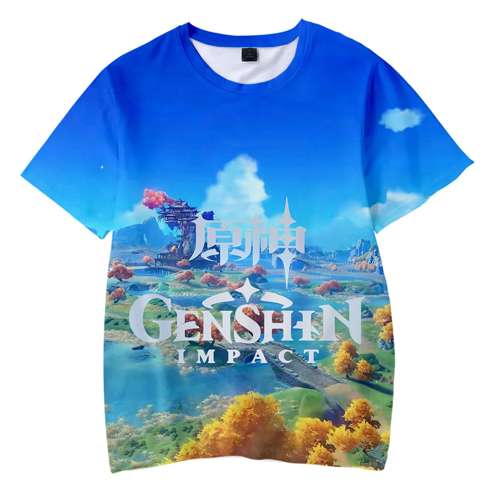 

Anime Game Genshin Impact 3D Print Kids Round Neck T-shirt Cartoon Print Boys Girls Cute Tops Summer Casual Children's Clothing