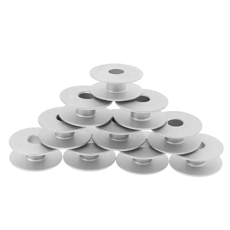 10pcs New 21mm Industrial Aluminum Bobbins For Singer Brother Sewing Machine Tools