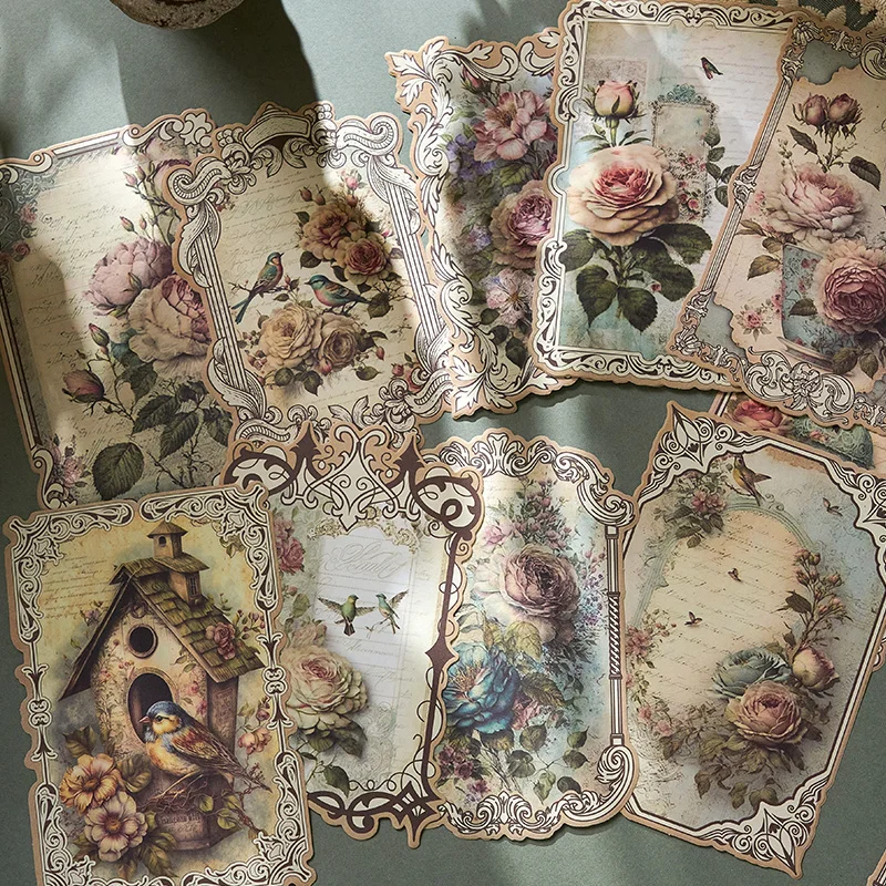 20 pcs/pack Vintage Flowers and Birds Decor Paper Scrapbooking Materials