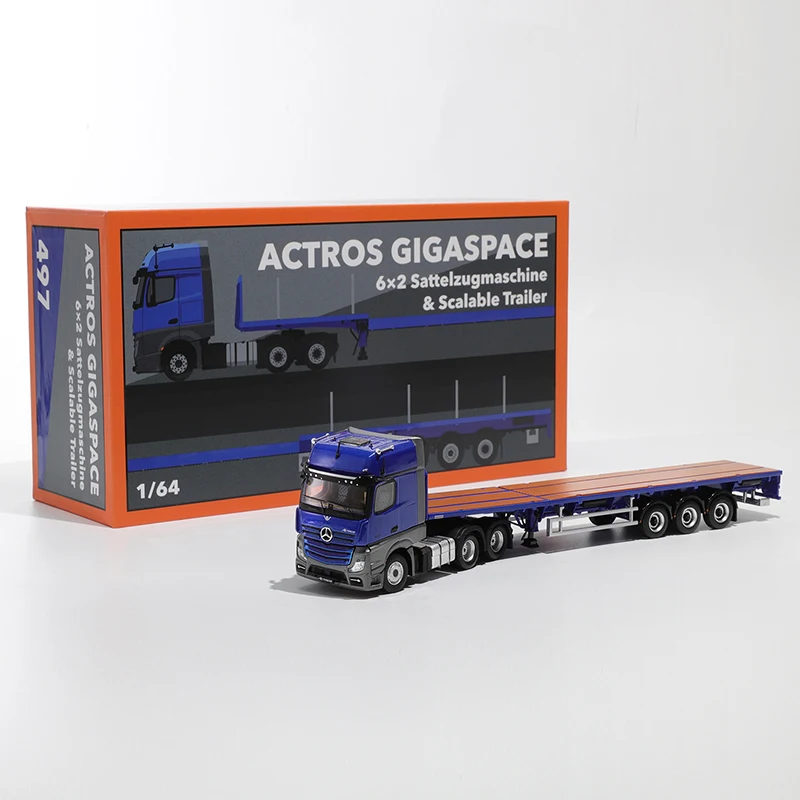 Pre-sale GCD 1:64 ACTROS GIGASPACE 6*2 Sattelzugmaschine & Scalable Trailer Alloy Mode Car 