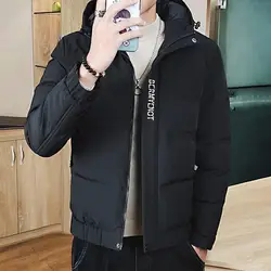 Men Winter Cotton Coat Hooded Warm Windproof Thickened Pockets Drawstring Hood Coat Men Jacket ropa hombre