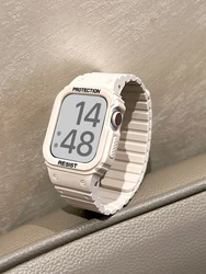 Magnetic Strap for Apple Watch Series Ultra 8 7 6 5 4 3 Silicone Loop Link Bezel for iwatch 40mm 41mm 44mm 45mm 49mm Rubber band