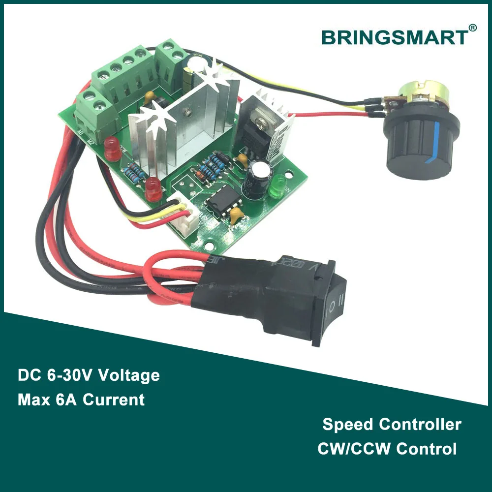 Bringsmart CCM6N PWM DC Motor Speed Controller 6A 6V 12V 24V 30V Positive Inversion Switch Controller