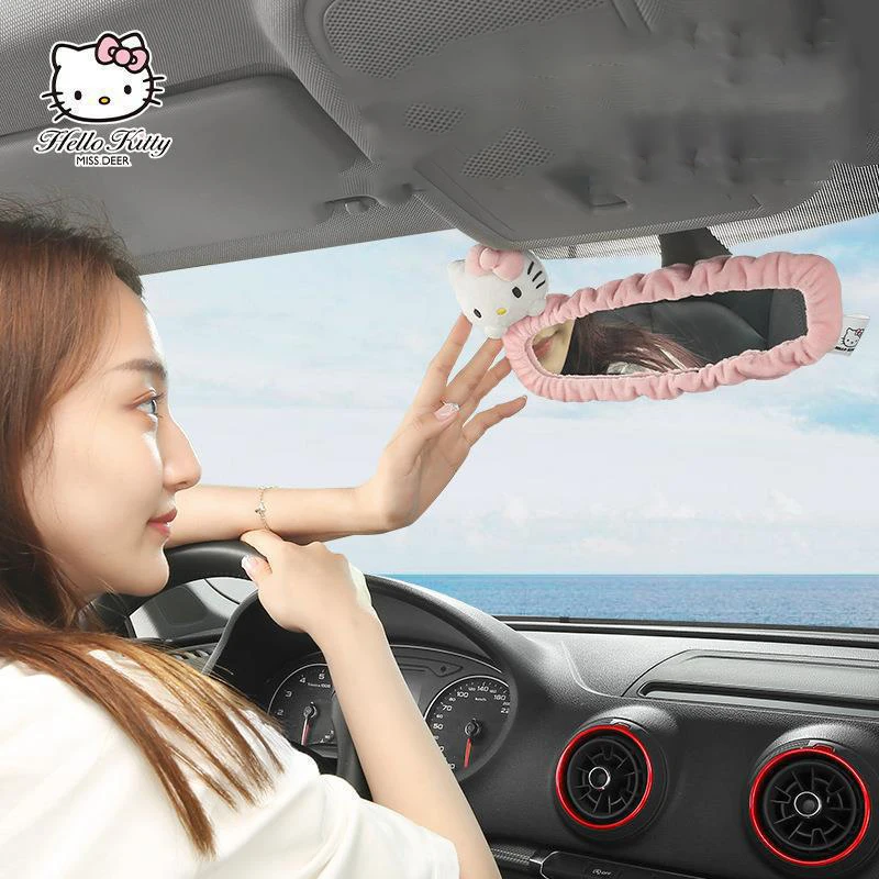 

Sanrio мультфильм Hello Kitty аниме Kawaii Автомобильное зеркало заднего вида защитный чехол зеркало внутри автомобиля украшение Девочка Сердце сладкое