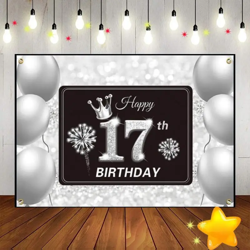 Happy 17Th Birthday Custom Background Princess Background Girl Invitation Boy Photo Decoration Hotwheels Party Cake Stand Battesimo