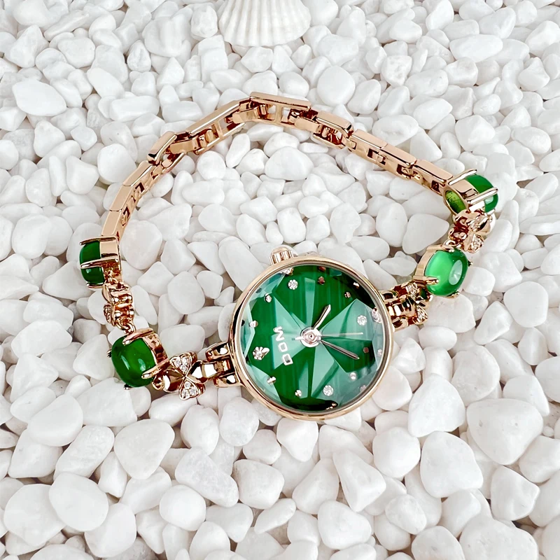 DOM New Ladies Quartz Watch Waterproof Fashion Casual Green jade bracelet Women Clock G-1566