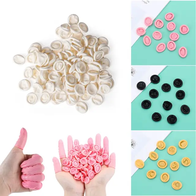 100Db-Os Eldobható Ujjfedél Természetes Gumi Kesztyű Nem Csúszásgátló Anti-Statikus Latex Ujjköccsök Ujjhegyek Védő