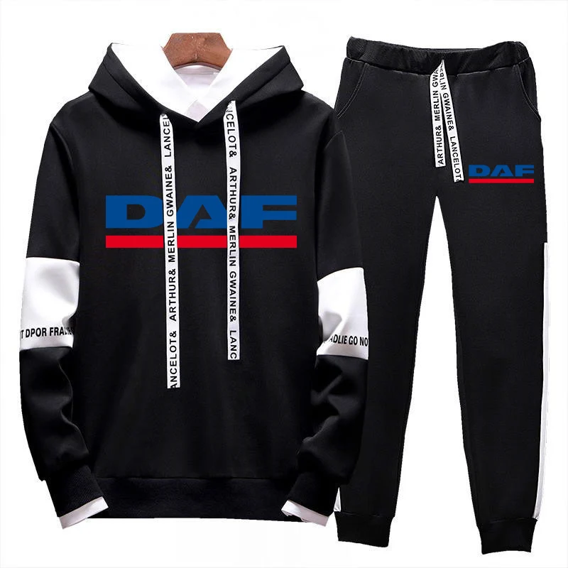 

DAF truck company truck driver printing fashion 2023 new men's tricolor with casual sweatshirt sweatpants 2-piece set