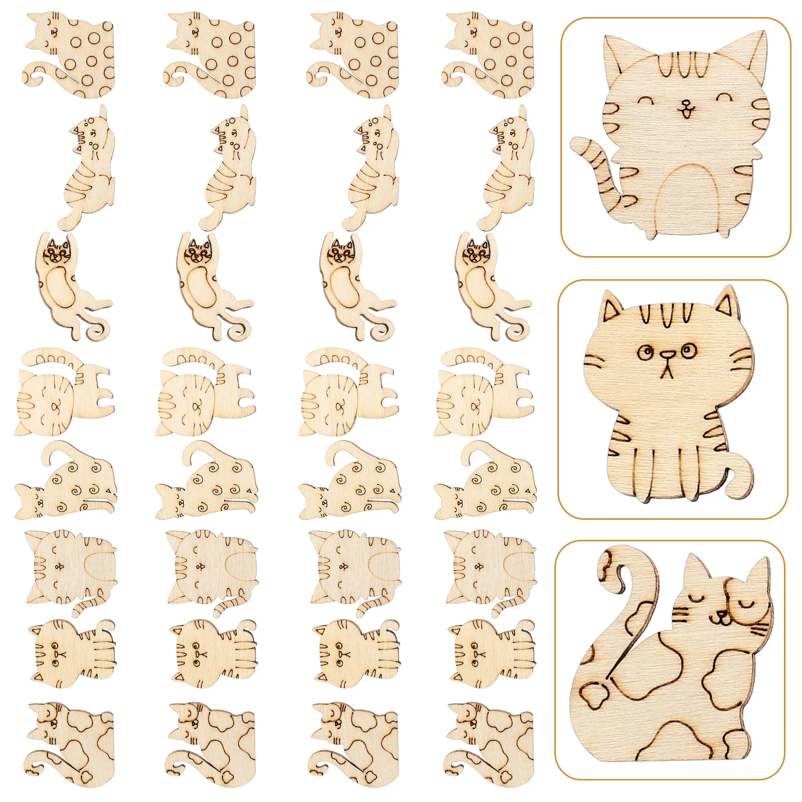 

Unfinished Cat Shaped Cutouts Diy Wooden Kitten Slices Blank Wooden Animal Pieces Graffiti Wooden Crafts Coloring Painting