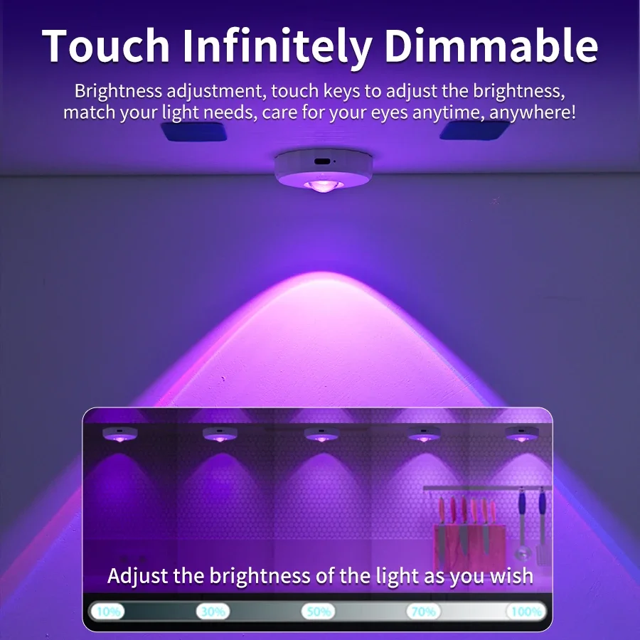 Rechargeable Wireless RGB Ambient Night Light with Remote Control and Dimmable Timing Function