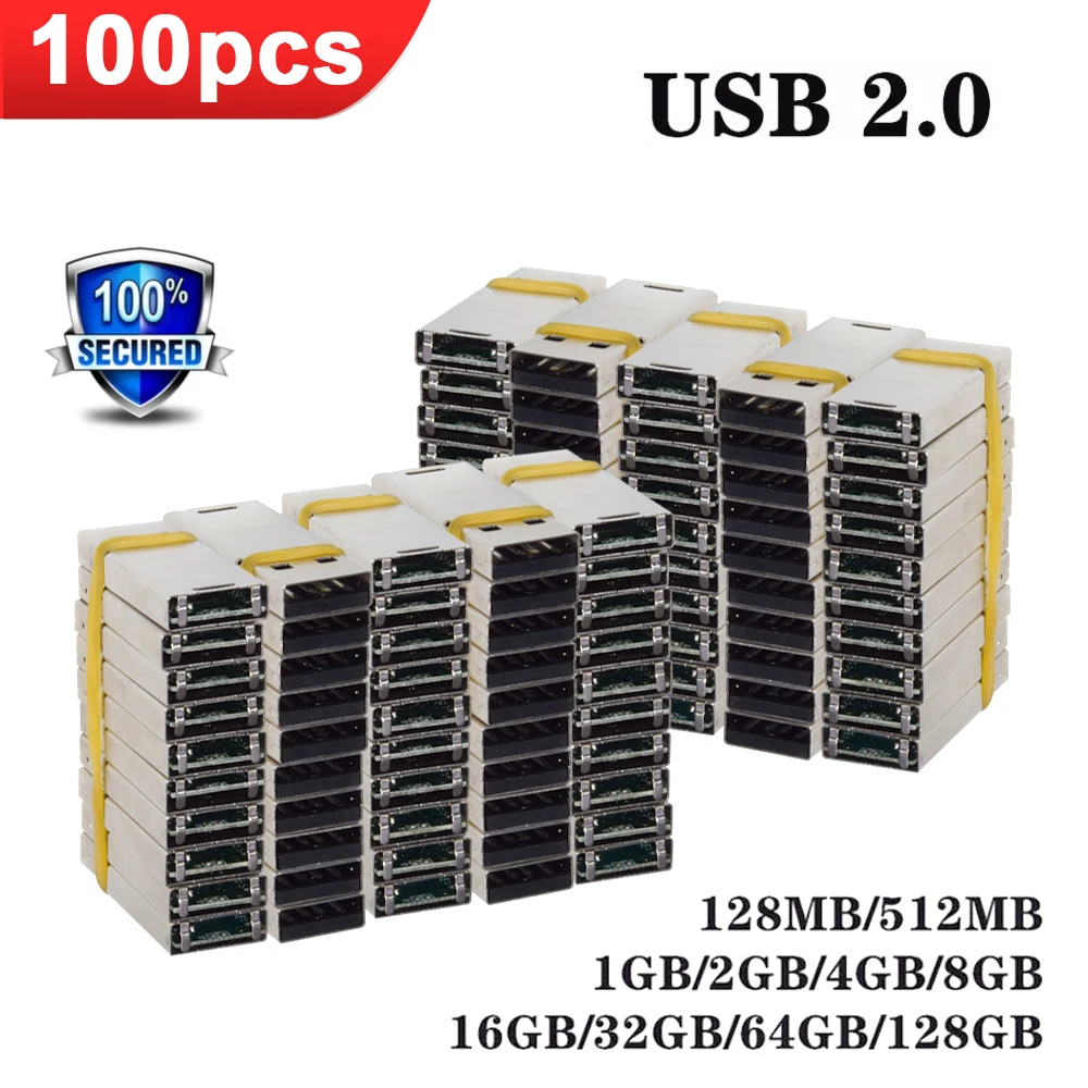 50/100개 도매 USB 2.0 반제품 칩 128MB 512MB 플래시 드라이브 1GB 2GB 4GB 펜 드라이브 8GB 16GB 32GB 64GB 메모리 플래시 디스크