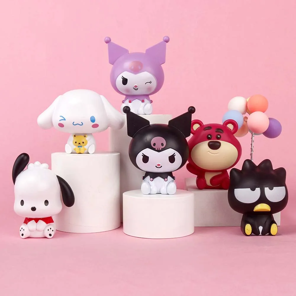 

Kawaii Sanrio Anime Figure Dolls Hello Kitty Cinnamoroll Kuromi Mymelody Doll Action Figures DIY Cake Decorate Toys Gift For Kid