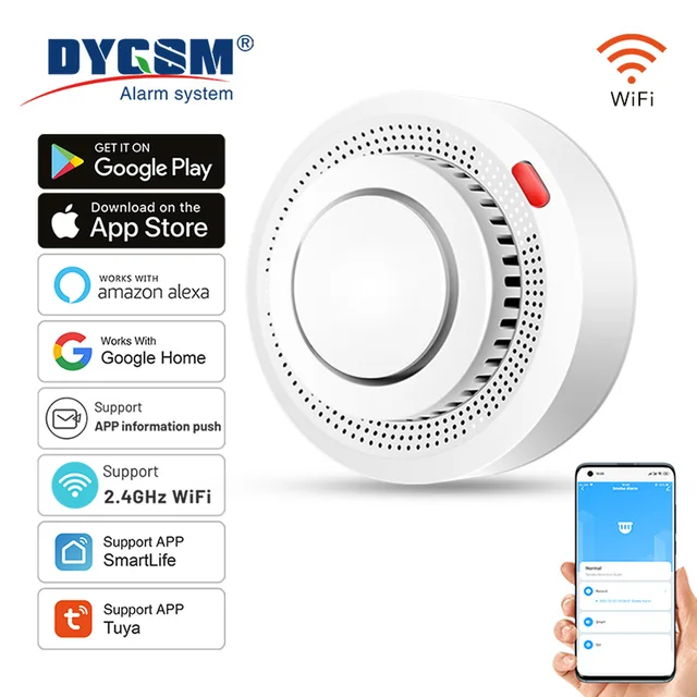 Tuya Smart WiFi Smoke Sensor Fire Protection Smoke Detector 85dB Sound Security System Firefighters  Smartlife APP Control 1
