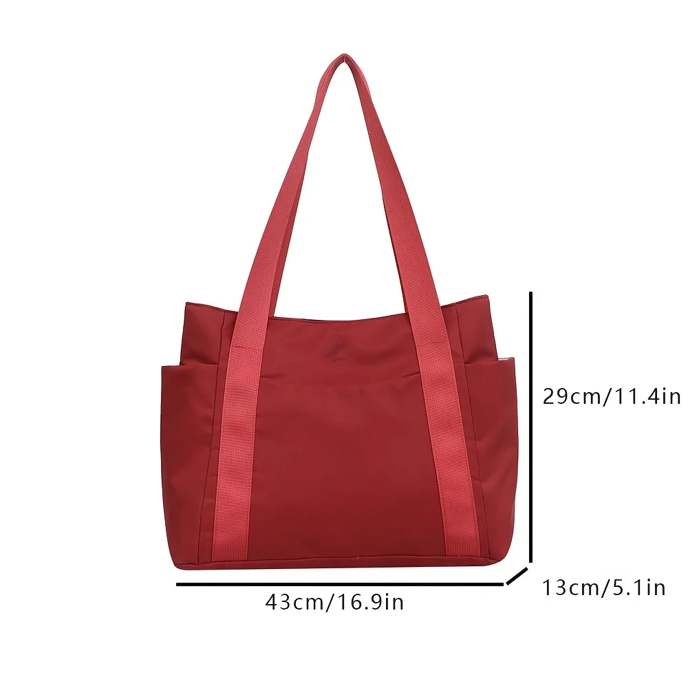 Chic Large Capacity Tote Bag for Women Lightweight Durable Oxford Fabric Shoulder Bag Zip Closure Perfect for College Commuting