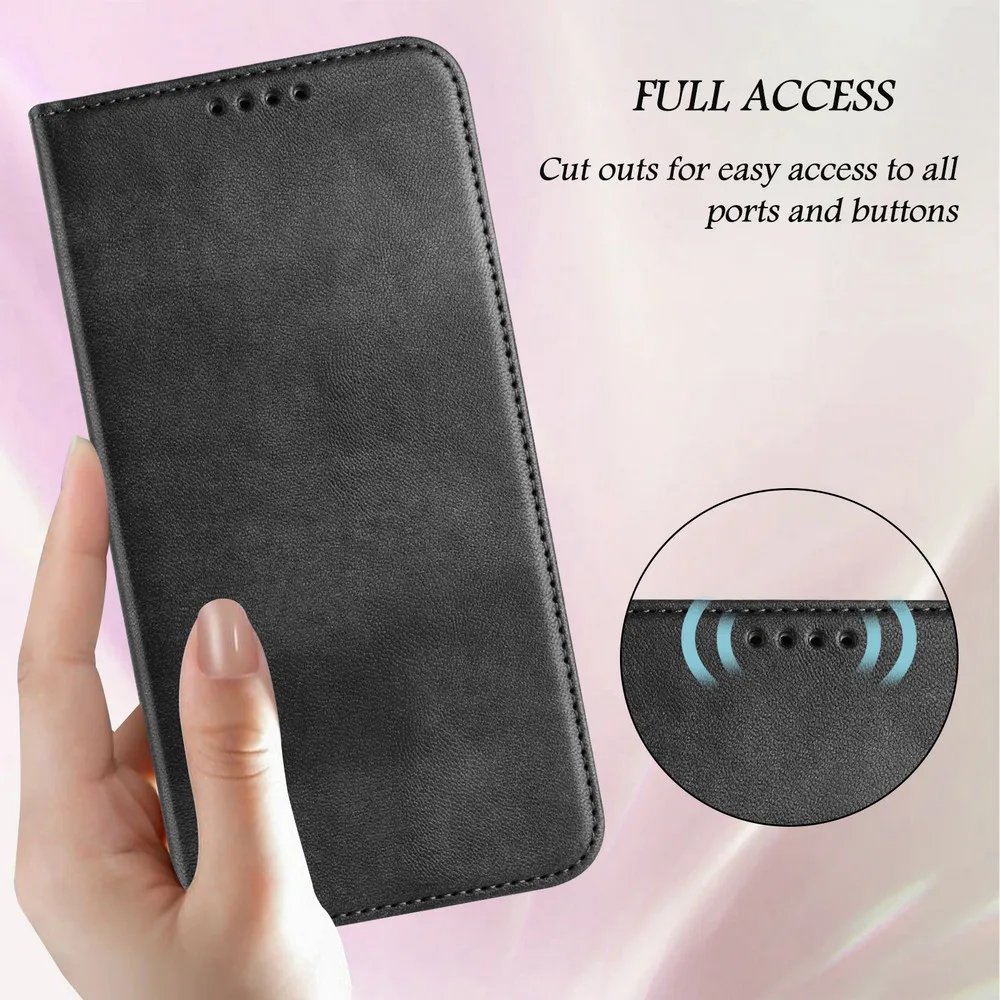 Premium RFID Leather Wallet Flip Case with Magnetic Closure